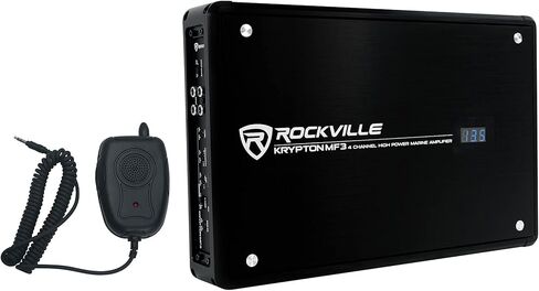 Rockville RKL80MB Bundle: (4) 8-in 450 Watt Black Marine Speakers w/LED, Krypton MF3 4-Ch 1600W Amplifier, (4) MAC80B 7.7-in Aluminum Pods, RGHR2 Bluetooth Receiver, RMWK4 Marine Amp Kit, 11-Items in Saudi Arabia