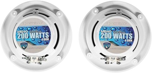 Rockville MS40W 4" 200W Peak/50W RMS Marine Boat Speakers, 4 Ohm, IP56 Waterproof, Anti-UV ABS Build, Mylar Tweeter, Compact for Boats and Outdoor Use, 4-Piece in Saudi Arabia