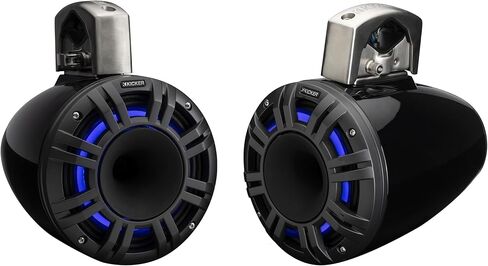 Kicker 51KMTCXL8 8" RGB LED Horn Loaded Compression Driver Marine Tower Speakers, Pair, Black (Renewed) in Saudi Arabia