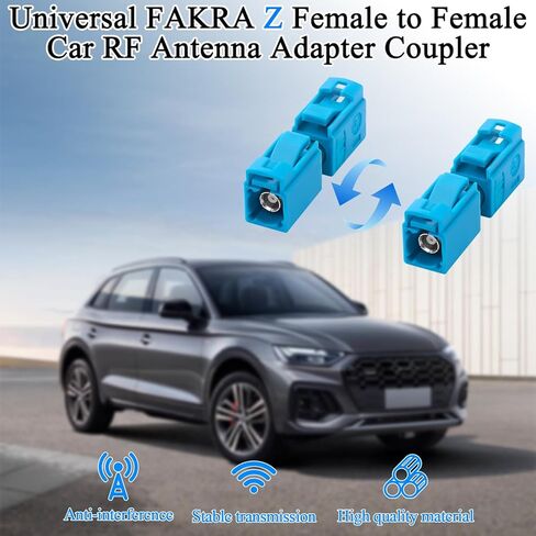 QIANRENON FAKRA Z Socket to Socket Automotive RF Connector Coupler Aqua Blue FAKRA Z Female to Female Car Antenna Adapter Universal FAKRA Extender, for GPS Vehicle Network Communication,2Pcs in Saudi Arabia