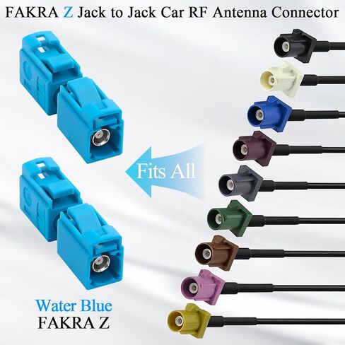 QIANRENON FAKRA Z Socket to Socket Automotive RF Connector Coupler Aqua Blue FAKRA Z Female to Female Car Antenna Adapter Universal FAKRA Extender, for GPS Vehicle Network Communication,2Pcs in Saudi Arabia