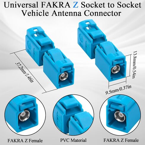 QIANRENON FAKRA Z Socket to Socket Automotive RF Connector Coupler Aqua Blue FAKRA Z Female to Female Car Antenna Adapter Universal FAKRA Extender, for GPS Vehicle Network Communication,2Pcs in Saudi Arabia