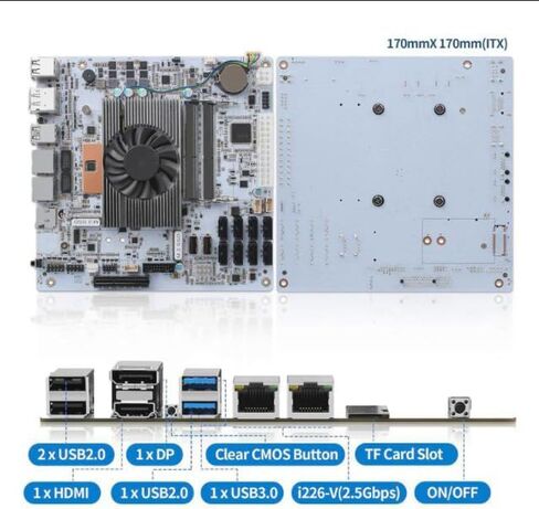 NAS Motherboard 8 Bay Core i5 8265U 4C/8T, Mini ITX PC Mainboard White M11, 2 x NVMe PCIe3.0 x2, Dual 2.5GbE i226V LAN, DDR4 16GB RAM 128GB SSD, PCIe x4 Slot, TF, HD+DP in Saudi Arabia