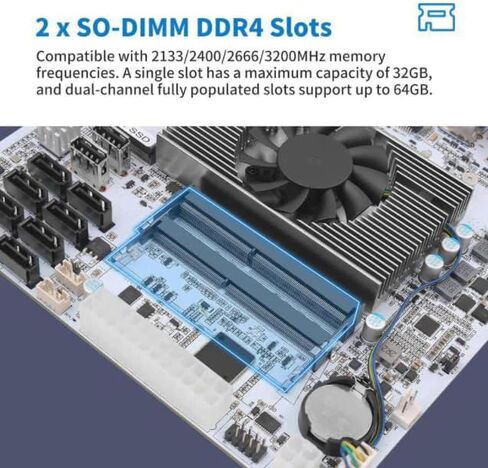 NAS Motherboard 8 Bay Core i5 8265U 4C/8T, Mini ITX PC Mainboard White M11, 2 x NVMe PCIe3.0 x2, Dual 2.5GbE i226V LAN, DDR4 16GB RAM 128GB SSD, PCIe x4 Slot, TF, HD+DP in Saudi Arabia