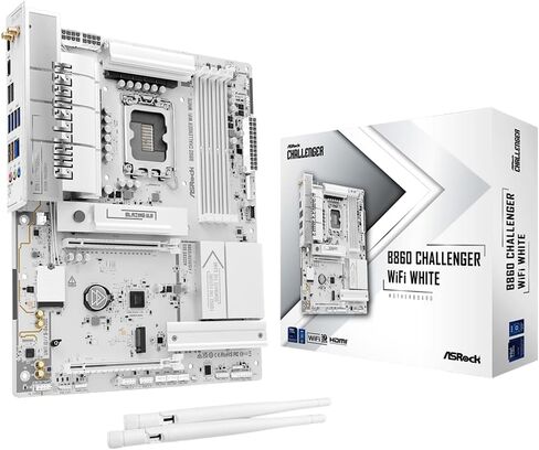 ASRock B860 Challenger WiFi White LGA1851 ATX Motherboard, Supports Intel Core Ultra Series 2 Processors, DDR5 8666+(OC), PCIe 5.0, WiFi 7, 2.5G LAN in Saudi Arabia