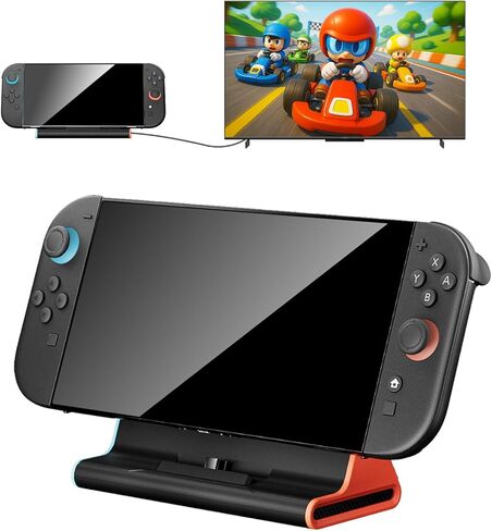 Switch 2 Dock - محول تلفزيون 4K - محطة إرساء محمولة لوحدة تحكم ألعاب Nintendo Switch2 الجديدة، مجموعة ملحقات موصل قاعدة حامل السفر (3 * منافذ USB 3.0، مدخل طاقة شحن PD من النوع C) in Kuwait