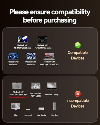 MacBook Pro Docking Station Dual Monitor 4K@60Hz for MacBook Pro/Air M5/M4/M3 Pro & Max, Mac Docking Station Dual Monitor, Macbook Pro Dock with 2HDMI,PD,Ethernet,USB A/C 10Gbps,SD/TF, USB 2.0 in Saudi Arabia