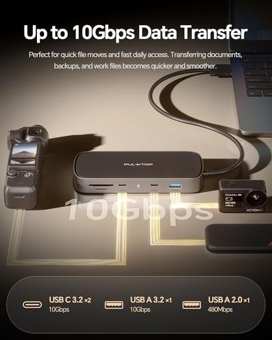 MacBook Pro Docking Station Dual Monitor 4K@60Hz for MacBook Pro/Air M5/M4/M3 Pro & Max, Mac Docking Station Dual Monitor, Macbook Pro Dock with 2HDMI,PD,Ethernet,USB A/C 10Gbps,SD/TF, USB 2.0 in Saudi Arabia