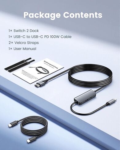 منصة Switch 2 مع كابل HDMI 2.1 مدمج بطول 6 أقدام، ومحطة إرساء تلفزيون USB C محمولة 4K@120 هرتز لجهاز Nintendo Switch 2، ومنصة سفر صغيرة من الألومنيوم بقدرة 100 واط لـ Switch 2، وسطح البخار، وROG Ally in Kuwait