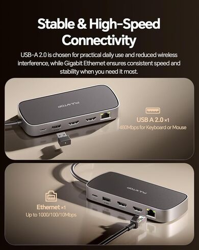 MacBook Pro Docking Station Dual Monitor 4K@60Hz for MacBook Pro/Air M5/M4/M3 Pro & Max, Mac Docking Station Dual Monitor, Macbook Pro Dock with 2HDMI,PD,Ethernet,USB A/C 10Gbps,SD/TF, USB 2.0 in Saudi Arabia