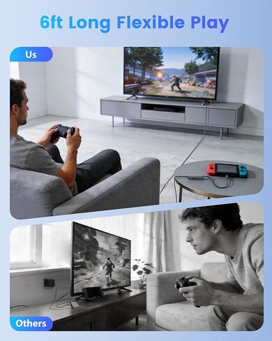 منصة Switch 2 مع كابل HDMI 2.1 مدمج بطول 6 أقدام، ومحطة إرساء تلفزيون USB C محمولة 4K@120 هرتز لجهاز Nintendo Switch 2، ومنصة سفر صغيرة من الألومنيوم بقدرة 100 واط لـ Switch 2، وسطح البخار، وROG Ally in Kuwait