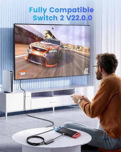 منصة Switch 2 مع كابل HDMI 2.1 مدمج بطول 6 أقدام، ومحطة إرساء تلفزيون USB C محمولة 4K@120 هرتز لجهاز Nintendo Switch 2، ومنصة سفر صغيرة من الألومنيوم بقدرة 100 واط لـ Switch 2، وسطح البخار، وROG Ally in Kuwait