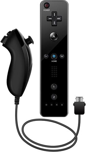جهاز تحكم Dotca RC01 Wii ووحدة تحكم Nunchuck مع حافظة سيليكون لجهاز Nintendo Wii (أسود) in Kuwait