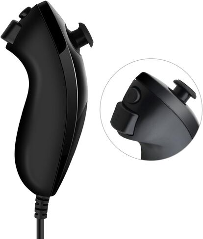 جهاز تحكم Dotca RC01 Wii ووحدة تحكم Nunchuck مع حافظة سيليكون لجهاز Nintendo Wii (أسود) in Kuwait