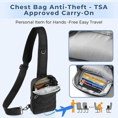 Anti Theft Sling Bag Tactical Small Shoulder Chest Crossbody Bag for Men Women with Zipper Lock RFID Blocking in Saudi Arabia