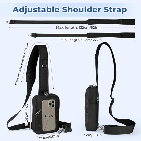Anti Theft Sling Bag Tactical Small Shoulder Chest Crossbody Bag for Men Women with Zipper Lock RFID Blocking in Saudi Arabia