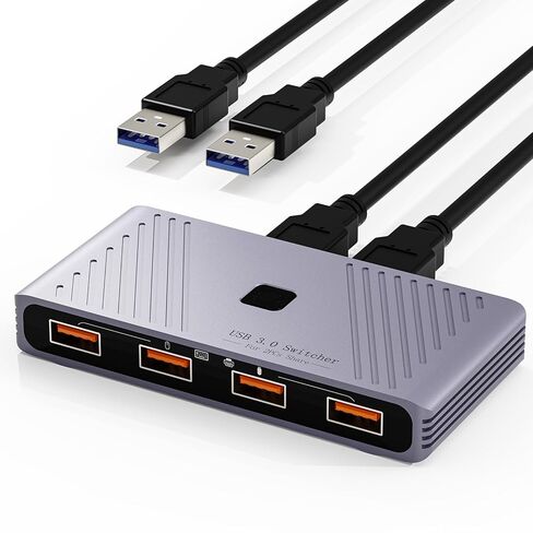USB 3.0 Switch, 4 Computers Sharing 4 USB Devices, One-Button Switcher for Keyboard Mouse Printer Scanner, USB Peripheral Sharing Hub for PC Laptop with 2 USB 3.0 Cables, Aluminum Alloy Case in Kuwait