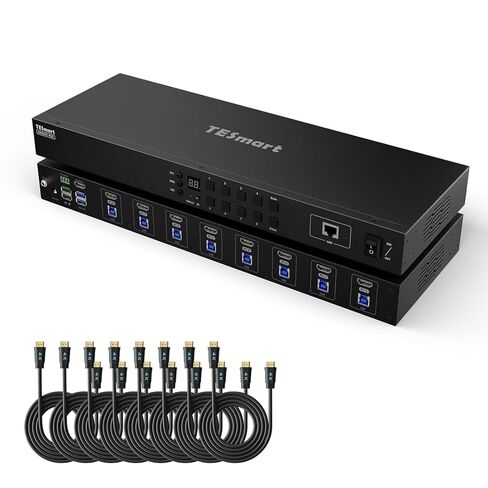محول TESmart USB 3.0 HDMI KVM 8 منافذ 4K@60 هرتز، 8X1 Rackmount KVM محاكي EDID على مستوى المؤسسات | مفتاح التشغيل السريع | RS232 | منفذ لان | جهاز تحكم عن بعد بالأشعة تحت الحمراء | التحكم في الملكية الفكرية | المسح التلقائي | مع 8 قطع كابل KVM بطول 5 أقدا in Saudi Arabia