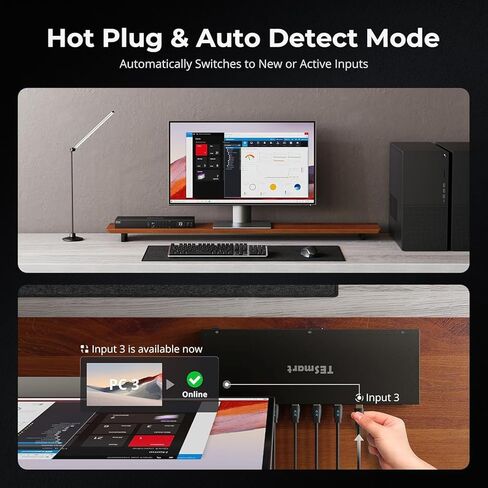 محول TESmart USB 3.0 HDMI KVM 8 منافذ 4K@60 هرتز، 8X1 Rackmount KVM محاكي EDID على مستوى المؤسسات | مفتاح التشغيل السريع | RS232 | منفذ لان | جهاز تحكم عن بعد بالأشعة تحت الحمراء | التحكم في الملكية الفكرية | المسح التلقائي | مع 8 قطع كابل KVM بطول 5 أقدا in Saudi Arabia