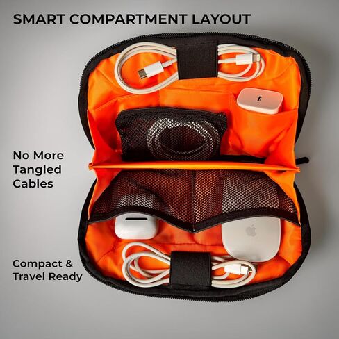 Nomad Tech Travel Organizer – Compact Cable & Charger Organizer with High-Visibility Interior, Travel Tech Pouch for Cords, Chargers & Accessories in Saudi Arabia