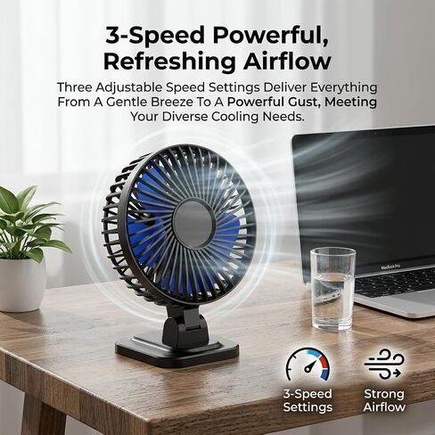 USB Plug-in Desktop Small Fan Quiet Compact for Home Office Desk 4.57x4.61x5.91 Inches Black in Saudi Arabia