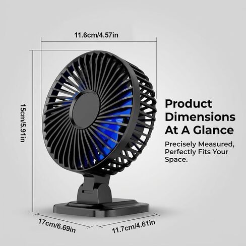 USB Plug-in Desktop Small Fan Quiet Compact for Home Office Desk 4.57x4.61x5.91 Inches Black in Saudi Arabia