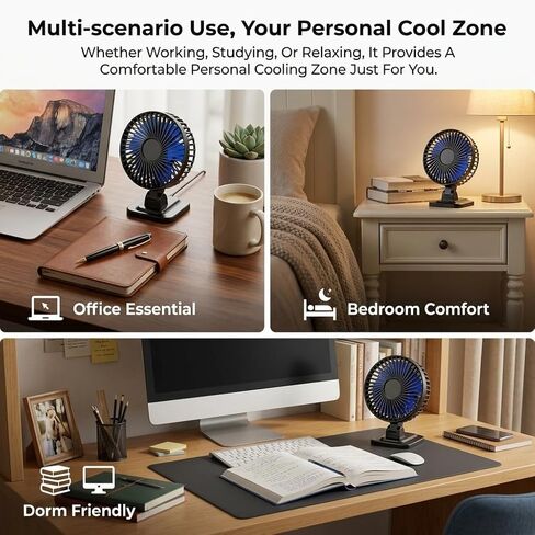 USB Plug-in Desktop Small Fan Quiet Compact for Home Office Desk 4.57x4.61x5.91 Inches Black in Saudi Arabia