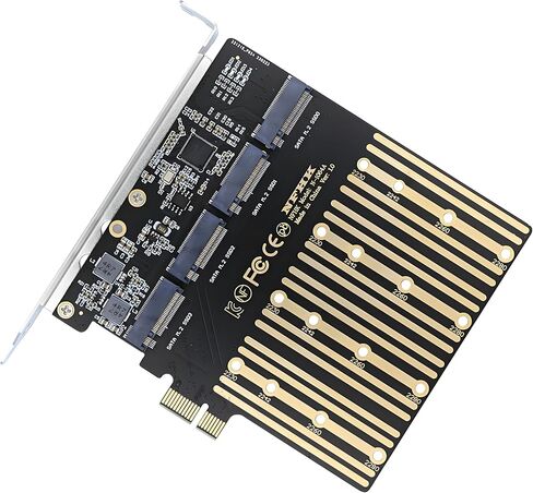 Four SATA NGFF Key B+M SSD to PCI-Express 1x Mainboard Desktop Adapter Converter SSD Card ASM1064 2280 in Saudi Arabia