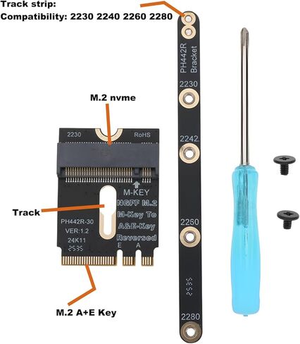 محول M.2 WiFi إلى Nvme SSD يدعم بروتوكول Nvme، PCIe4.0 إلى M2 NGFF Key A+E7210 متوافق مع 2230/2242/2260/2280 in Kuwait
