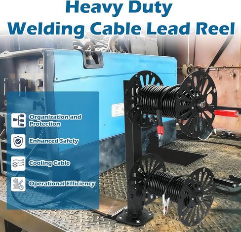 Heavy Duty Double Welding Lead Reel, 10" Swivel Base Welding Cable Reel with Insulated No-Leak Design, Welding Reel with LC-40 Quick Connector Included, Holds 150ft of 1/0 or 125ft of 2/0 Cable in Saudi Arabia