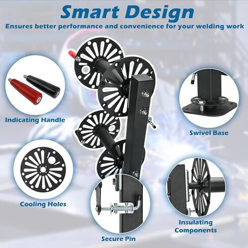 Heavy Duty Double Welding Lead Reel, 10" Swivel Base Welding Cable Reel with Insulated No-Leak Design, Welding Reel with LC-40 Quick Connector Included, Holds 150ft of 1/0 or 125ft of 2/0 Cable in Saudi Arabia
