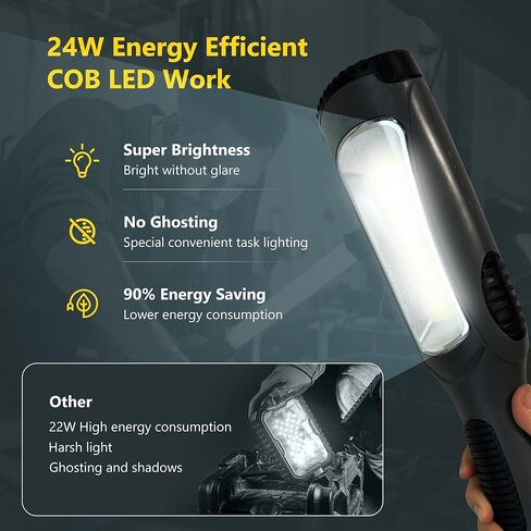 14 Gauge 45 FT SJTOW Retractable Extension Cord, Heavy Duty Power Cord, 11 Amp 125V 1375W with 3000 Lumen 25ft 116AWG 3C SJTW Cord Handheld Outdoor Work Light for Garage, Workshop, Car Repair Scene in Saudi Arabia