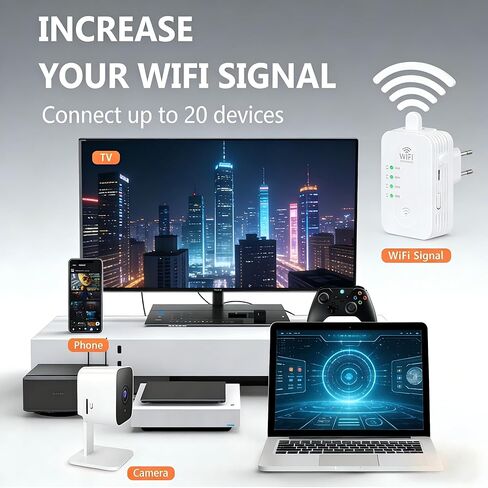 WiFi Repeater Signal Booster, 2026 Best WiFi Extender with Ethernet Port, WiFi Booster Dual Band 5GHz/2.4GHz, Up to 12800 Sq.ft and 60 Devices, Stable Internet Performance Q/X (White) in Saudi Arabia