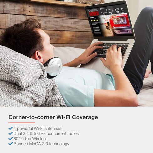 موسع واي فاي ScreenBeam WCB6200Q MoCA 2.0 مع 4 هوائيات إنترنت 5 جيجا هرتز، جيجابت إيثرنت، MoCA المستعبدين، واي فاي سريع للمنزل in Saudi Arabia