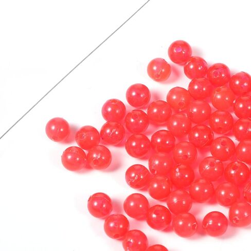 70 Pcs Bobbers for Fishing Match with Fishing line, Fishing Beads for Catfish, 6mm Plastic Luminous Round Soft Bait Egg Lure Rigs Freshwater Saltwater for Fishing Rigs in Saudi Arabia