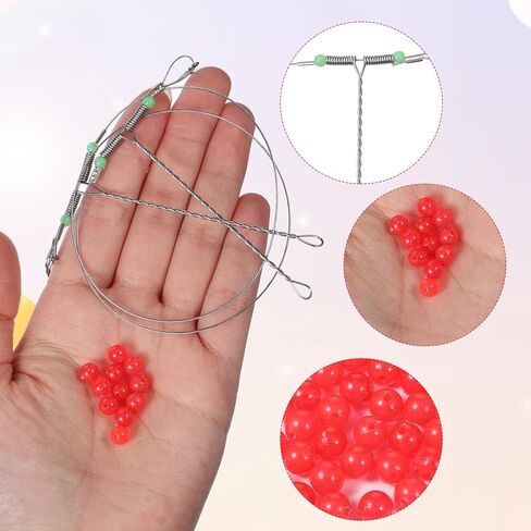 70 Pcs Bobbers for Fishing Match with Fishing line, Fishing Beads for Catfish, 6mm Plastic Luminous Round Soft Bait Egg Lure Rigs Freshwater Saltwater for Fishing Rigs in Saudi Arabia