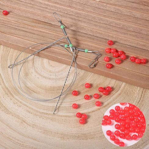 70 Pcs Bobbers for Fishing Match with Fishing line, Fishing Beads for Catfish, 6mm Plastic Luminous Round Soft Bait Egg Lure Rigs Freshwater Saltwater for Fishing Rigs in Saudi Arabia