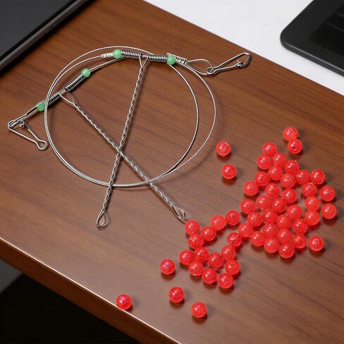70 Pcs Bobbers for Fishing Match with Fishing line, Fishing Beads for Catfish, 6mm Plastic Luminous Round Soft Bait Egg Lure Rigs Freshwater Saltwater for Fishing Rigs in Saudi Arabia