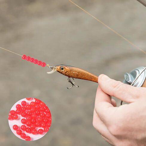 70 Pcs Bobbers for Fishing Match with Fishing line, Fishing Beads for Catfish, 6mm Plastic Luminous Round Soft Bait Egg Lure Rigs Freshwater Saltwater for Fishing Rigs in Saudi Arabia