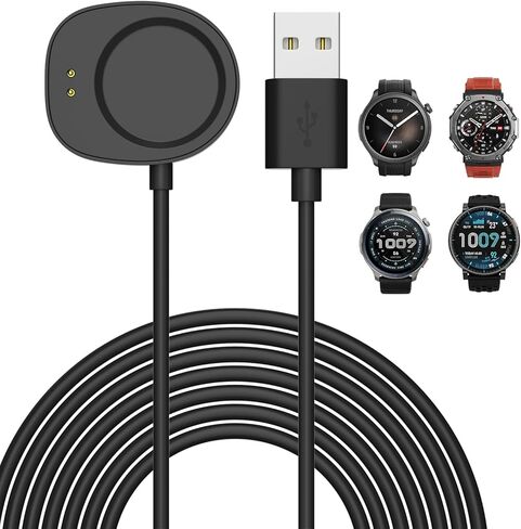شاحن لـ Amazfit Balance 2/Balance/Active Max/T-Rex 3/Helio Strap Fitness Tracker (2025)، شاحن بديل للساعة الذكية بطول 3.3 قدم سلك كابل شحن مغناطيسي USB in Kuwait