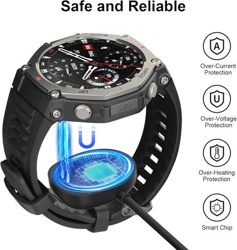 شاحن لـ Amazfit Balance 2/Balance/Active Max/T-Rex 3/Helio Strap Fitness Tracker (2025)، شاحن بديل للساعة الذكية بطول 3.3 قدم سلك كابل شحن مغناطيسي USB in Kuwait