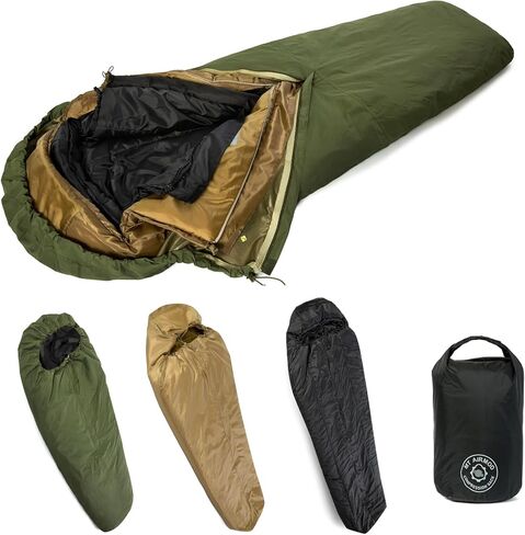 نظام نوم معياري عسكري من MT، 3 طبقات، كيس نوم للطقس البارد، غطاء Bivy مقاوم للماء، كيس ضغط بالشفط in Saudi Arabia