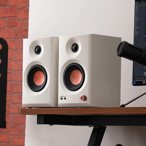 Edifier MR3 Powered Studio Monitor Speakers,Hi-Res Certified Bluetooth 5.4 Active Bookshelf Speakers, 2.0 Computer Speakers with Headphone Out (White, Refurbished) (Renewed) in Saudi Arabia