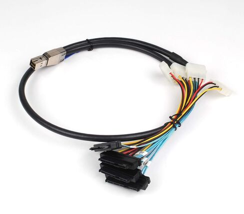 3.3FT Internal HD Mini SAS SFF-8644 to 4 x SFF-8482 Cable with IDE Power Cable in Saudi Arabia