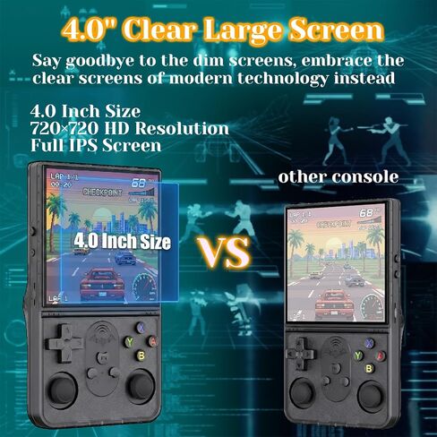 Upgrade S600 Retro Gaming Console, Anti-Slip Texture‌ Retro Handheld Game Console, 4.0 Inch 720x720 IPS Screen and 18,000+ Classic Games Retro Game Console for Gaming/Playdate/Party/Gift, Black 64G in Saudi Arabia