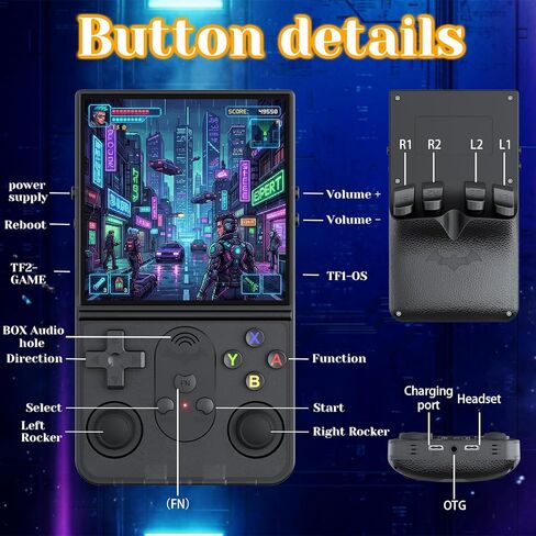 Upgrade S600 Retro Gaming Console, Anti-Slip Texture‌ Retro Handheld Game Console, 4.0 Inch 720x720 IPS Screen and 18,000+ Classic Games Retro Game Console for Gaming/Playdate/Party/Gift, Black 64G in Saudi Arabia