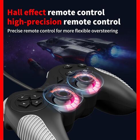 NBCP Wired Game Controller for PC/NS1/NS2/PS3, Hall Effect Joysticks, Dual Vibration, Turbo & Auto Rapid Fire, Xinput Dinput Switchable, C Button, Plug and Play USB Cable in Saudi Arabia