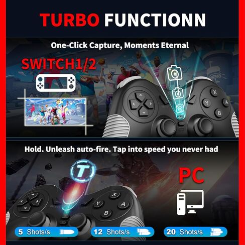 NBCP Wired Game Controller for PC/NS1/NS2/PS3, Hall Effect Joysticks, Dual Vibration, Turbo & Auto Rapid Fire, Xinput Dinput Switchable, C Button, Plug and Play USB Cable in Saudi Arabia