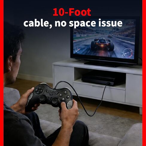 NBCP Wired Game Controller for PC/NS1/NS2/PS3, Hall Effect Joysticks, Dual Vibration, Turbo & Auto Rapid Fire, Xinput Dinput Switchable, C Button, Plug and Play USB Cable in Saudi Arabia