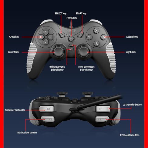 NBCP Wired Game Controller for PC/NS1/NS2/PS3, Hall Effect Joysticks, Dual Vibration, Turbo & Auto Rapid Fire, Xinput Dinput Switchable, C Button, Plug and Play USB Cable in Saudi Arabia